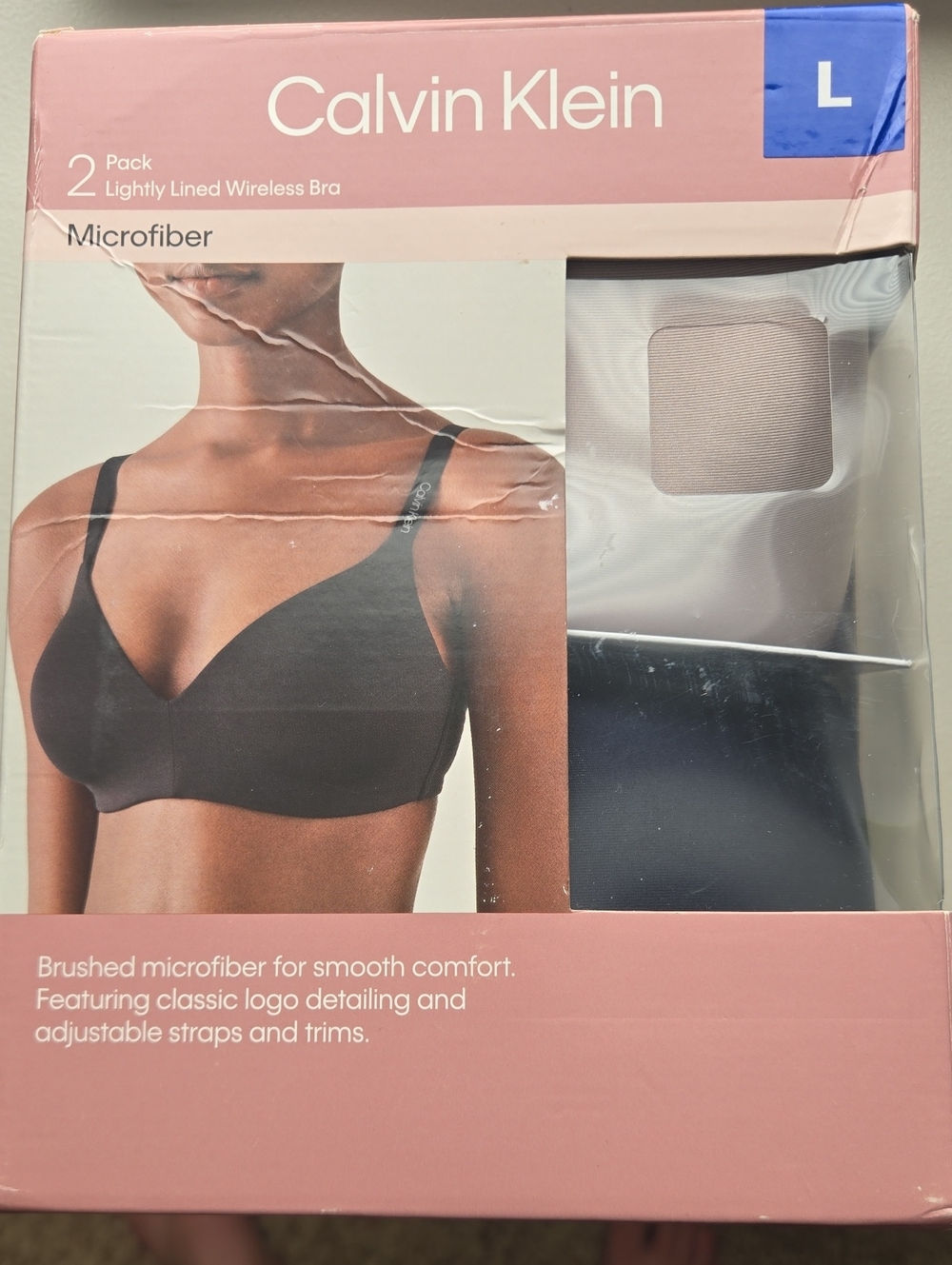 Calvin Klein 2-Pack Lightly Lined Wireless Bras — Black and Beige